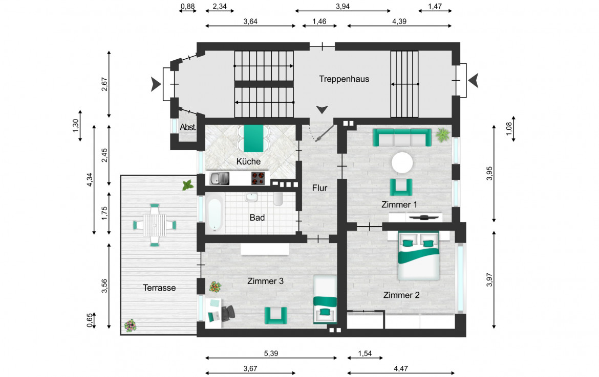 Grundriss Wohnung Nummer II